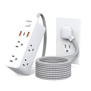 US Plug Multitap Power Strip AC Outlet 1.5m Braided Cable Electrical Socket Smart USB Home Office Surge Protector Network Filter