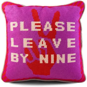 Needlepoint Decorative Throw Pillow - Leave by  - 11"x11" - Small Embroidered Designer Pillow for Living Room, Couch, Sofa, Chair & Bed - Eclectic  Decor