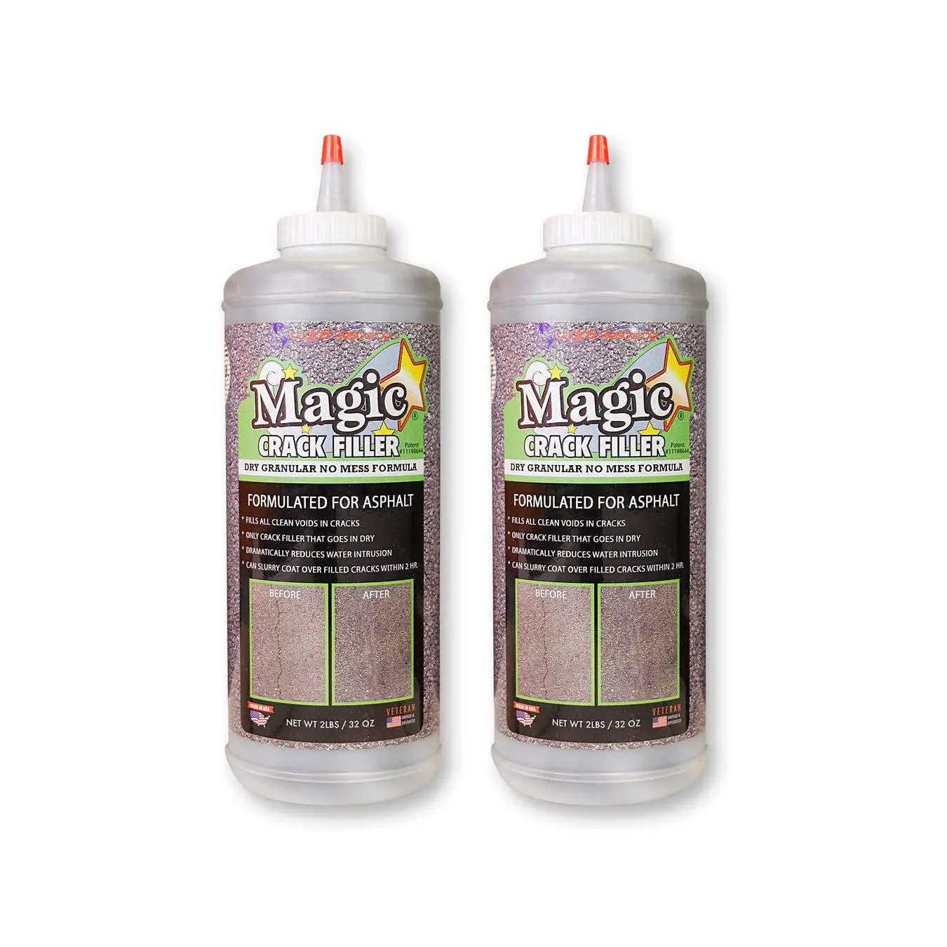 Magic Crack Filler Asphalt 2.5lb./40 oz. Bottle 2-Pack - Ultimate Solution for Concrete and Masonry Cracks - Easy Application to Keep Surfaces Strong and Lasting!