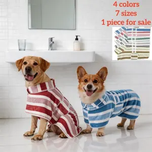 2-in-1 Dog Bathrobe & Towel – Super Absorbent Quick-Dry Coral Fleece – Easy Wear with Velcro & Snap Buttons – Ideal for Walking, Bathing, Swimming (4 Colors)