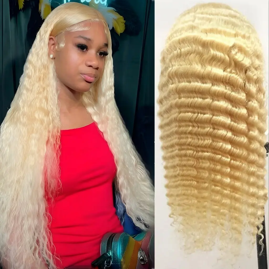 Blonde Deep Wave 13x6 Lace Front Wig Human Hair 28 Inch 613 Deep Wave Wig 180% Density 613 HD Lace Frontal Wig For Women Blonde Glueless Wigs Human Hair Pre Plucked With Baby Hair #Summervibes #DealsForYouDays