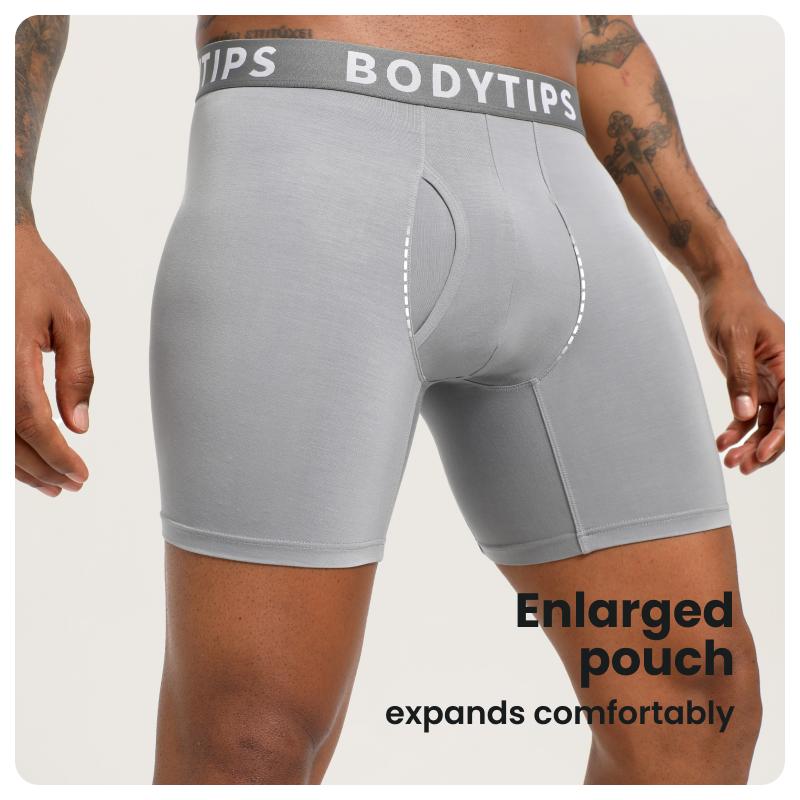 BodyTips 3 Pack Soft Support Bamboo Fiber Boxer Briefs Flat Cut Design Skin Friendly Thickened Crotch Seamless Fit Underwear Smooth Boxer Panties Popular Underwear Versatile Briefs For Daily Wear Lounge Casual Outfit Workout Training Active Use All Day