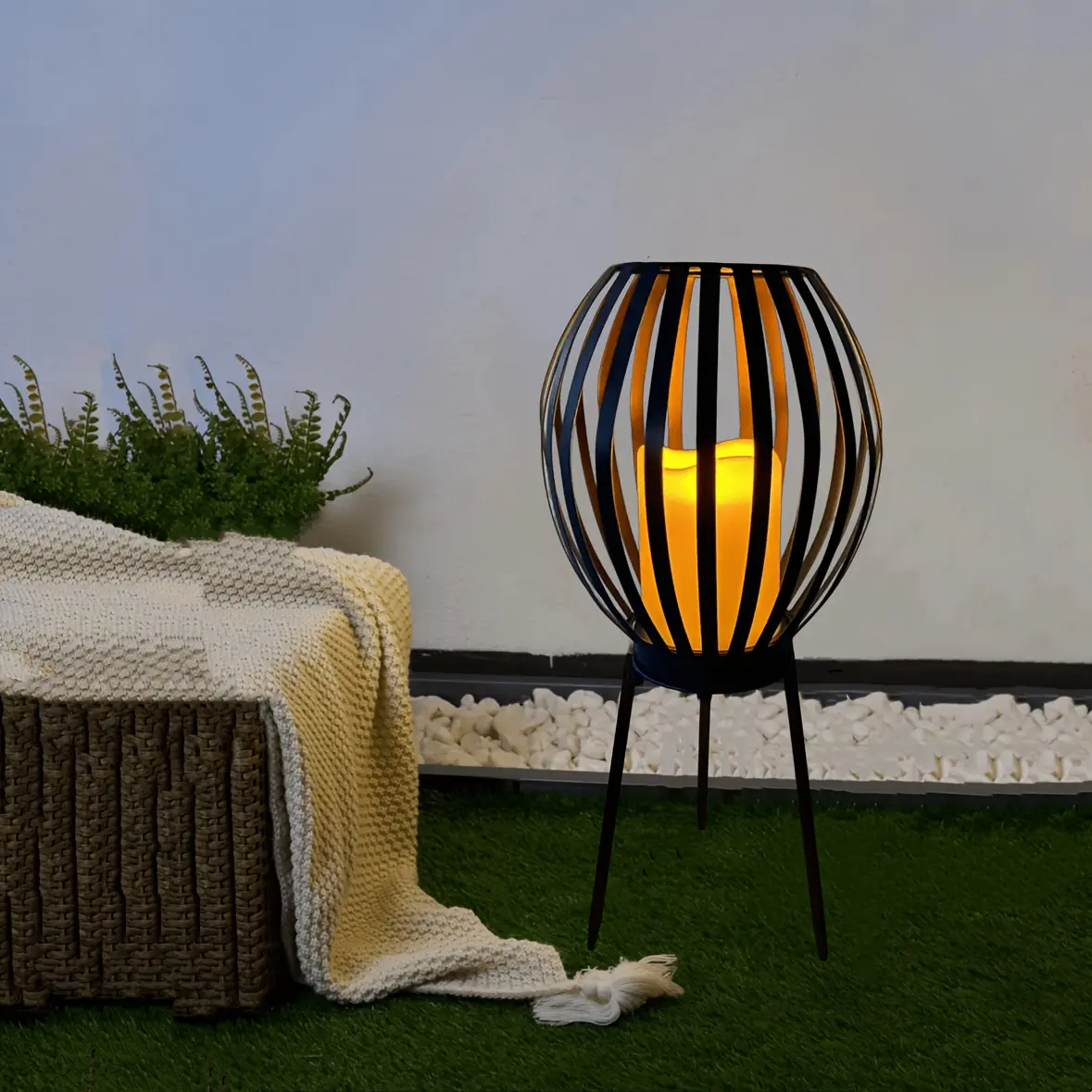 Solar Garden Lantern - Warm White Outdoor Floor Light for Patio, Lawn Pathway & Garden Landscape Decor