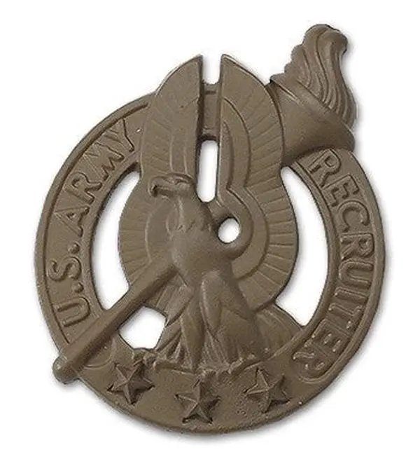 U.S. Army Recruiter Senior STA-BRITE BLACK Metal Pin-on Badge
