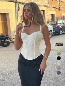 women's floral lace corset structure crop tank top, summer clothes women, fashion minimalist casual sleeveless crop top for daily outdoor wear, women top for summer, womenswear, slim corset tops women