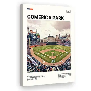 Comerica Park Print, Detroit Tigers Stadium Canvas Art, Fan Gifts, Sport Art, Canvas Print Wall Art