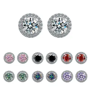 [A316] Greta Synthetic Moissanite Stud Earrings, Artificial Gemstone Stud Earring Sets for Fashion Jewelry