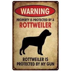 Warning Rottweiler Vintage Aluminum Metal Sign Retro for Toilet Restroom Home 8x12 Inches