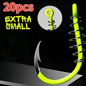 20pcs/pack Extra Small High-Visibility Fluorescent Green Fishing Hooks - Durable Stainless Steel with Spring Barbs