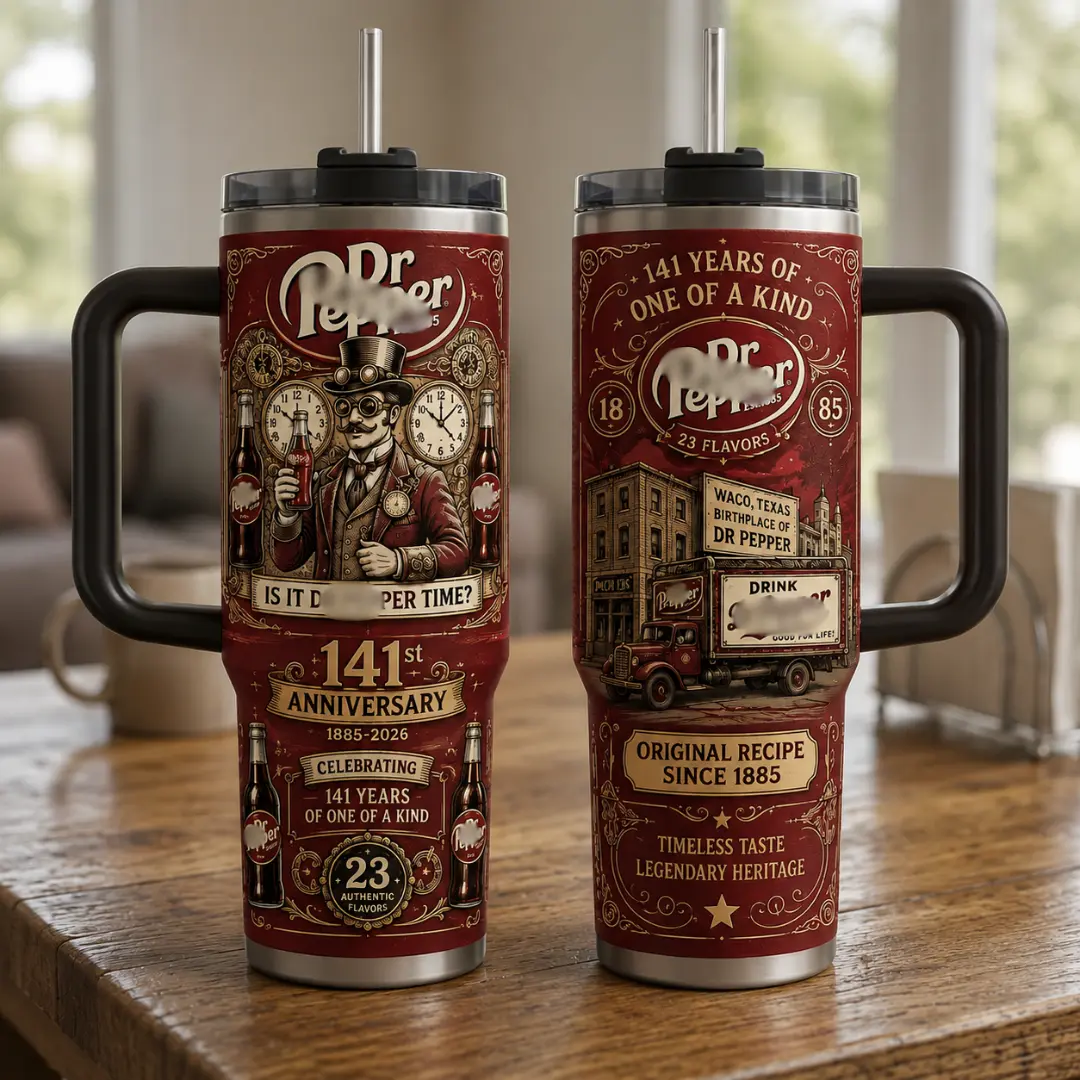 141st Anniversary 20oz/40oz Stainless Steel Tumbler, Vintage Soda Inspired Travel Mug, Retro Collector Cup