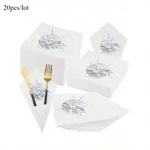 40pcs/20Pcs 70s Disco Ball Theme Napkins Disposable Paper Tissues Towel for Retro Happy Disco Birthday Wedding Party Decoration