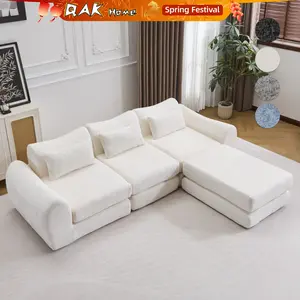 104.72" Multiple Modular Cloud Sofa Bed, Sectional Boneless Couch with Chaise for Living Room/Bedroom, Sofa No Assembly, 8 Modules Combined