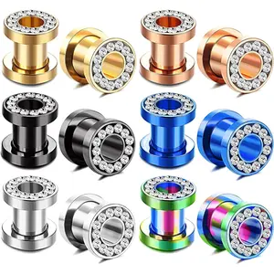 YADOCA 6Pairs 00Gauges Ear Tunnel Expander Earrings Stainless Steel With Ziecon 0G Ear Plugs Earrings 2G Ear Stretcher Piercings Jewelry 14G-00G Double Flared Screw Fit Ear Gauges Set