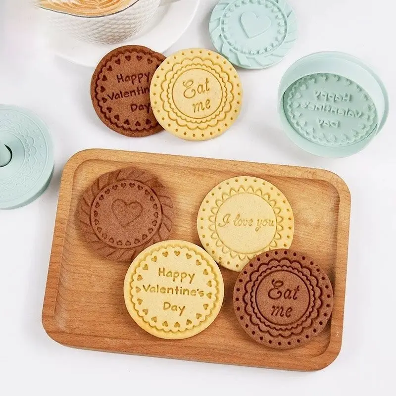 4Pcs,Cookie Embossing Mold, Valentine's Day Series, Clear Patterns, Easy Release, Ideal for Baking Enthusiasts, Creative Baking, Perfect Gift