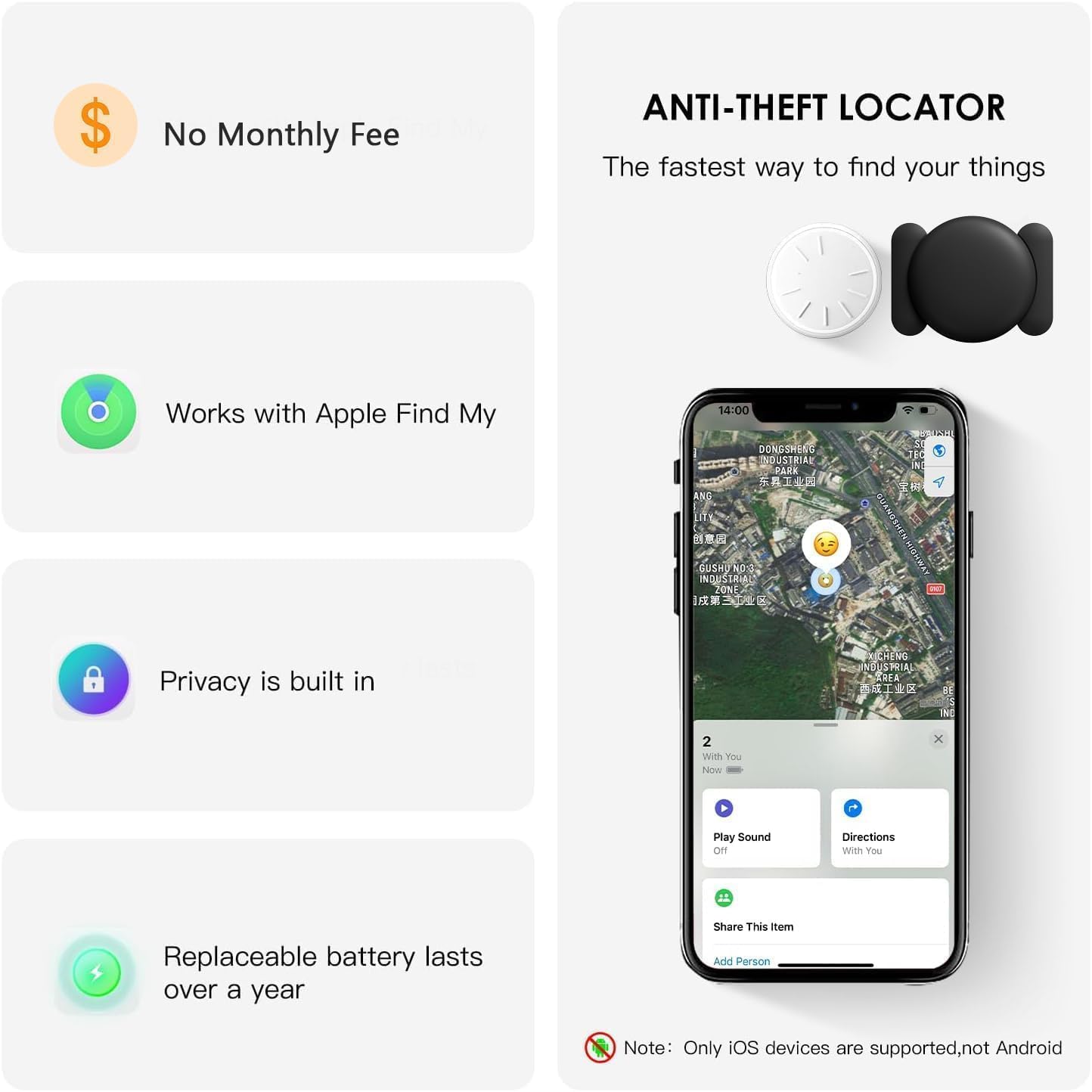 Mini GPS Tracker for VehiclesGPS Vehicle Tracker with Weatherproof Magnetic CaseWorks with Apple Find My Car Smartphone  No Monthly Fee-