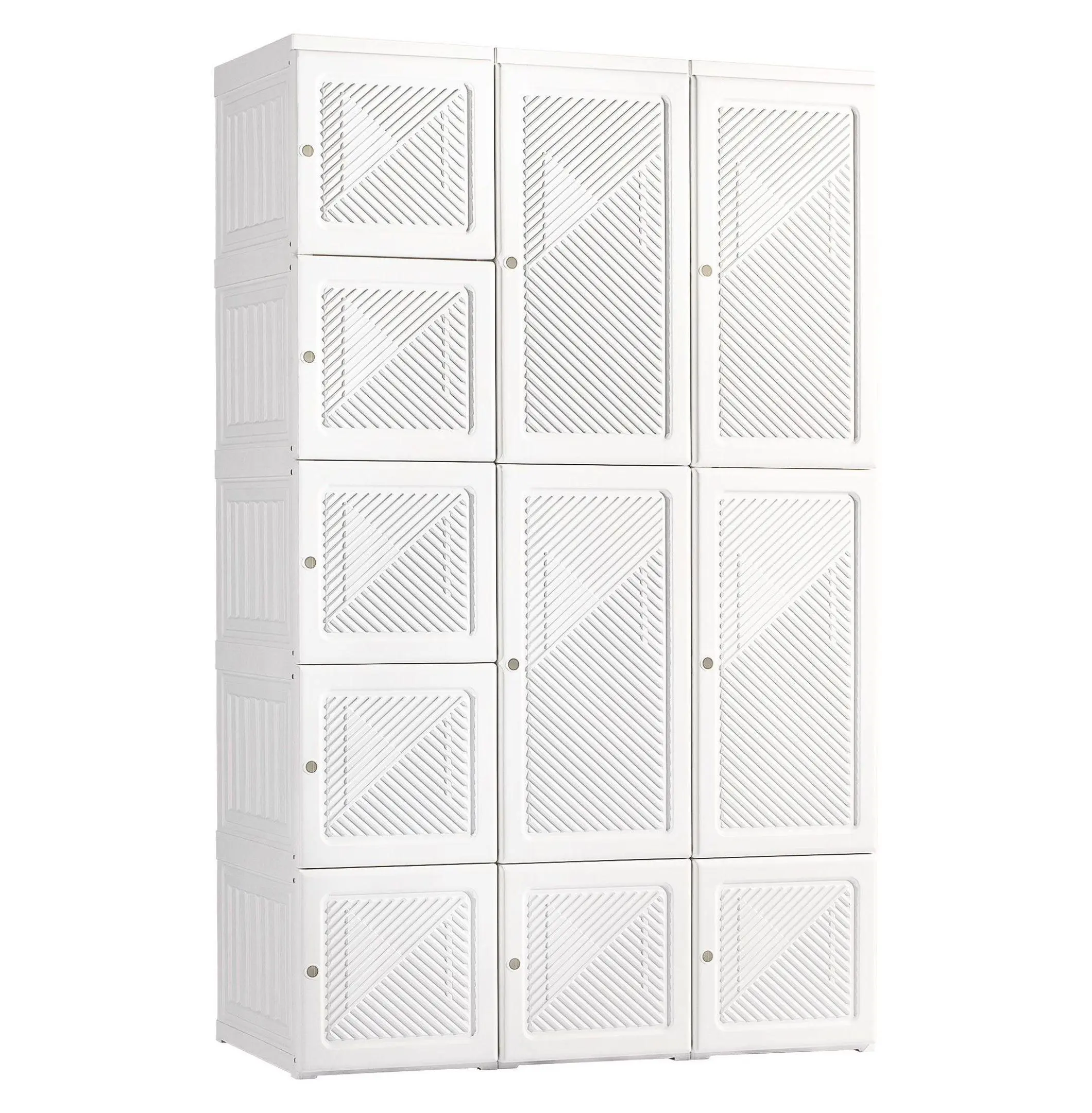 Portable Closet Wardrobe, White Foldable Armoire with Hanging Rod & Cube Storage