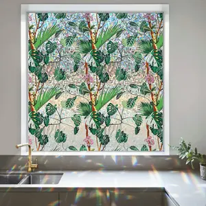 1pc 3D Rainbow Window Film, Removable Privacy Glass Sticker, UV Protection, Heat Insulation, Decorative Static Cling Film for Windows