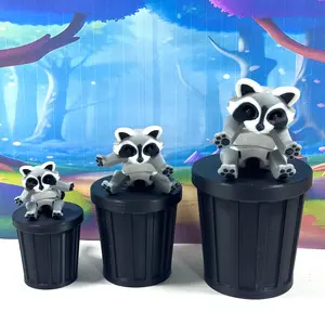 3pcs 3D Printed Racoon, Articulated  3D Printed Gray Raccoon, Black and Gray Raccoon, Racoon Fidget Toy AR001-SET-BLK