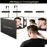 JUSRON Foldable LED Cosmetic Mirror - 360° Full View Glass Mirror, LED/No-Light Modes, Black, Portable Bathroom Gadget, 2 Wall Hooks, Adjustable for Self Grooming, Gift for Him