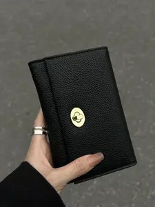 Women's Elegant Wallet, Fashionable Wallet with Buckle Closure, Short Wallet for Ladies with Polyester Lining, Bifold Wallets