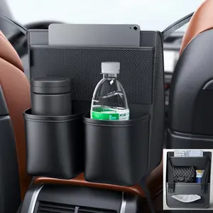 Leather Car Net Pocket Handbag Holder Between Seats Back Storage Organizer Purse Holder for Console Front Seat Storage Barrier