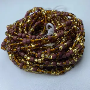 Golden Earth Tones Waist Bead- Body Jewelry Handmade- Waist Jewelry-Waist Bead-Tie On 45" - 50” Waistbeads
