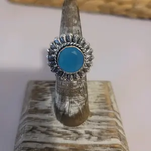 Unique Blue Chalcedony silver ring.