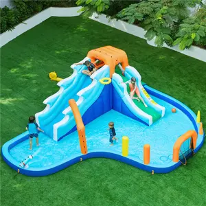 Yaheetech Double Lane 10-in-1 Inflatable Water Slide for Kids Aged 3 to 10, Storage Bag & 650 W Blower Included, Water Slides for Backyard
