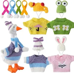 4 Set 7inch Desk Goose Outfits, Mini Desktop Goose clothes Desk Goose Accessories Set for Magnetic Goose Statue