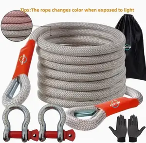 5 Ton 5M Heavy-Duty Tow Rope, Off-Road Recovery Tow Strap with D-Shackles, Ultimate Emergency Towing Rope for Car/SUV/Truck Kit Snatch Stretch Extreme Kinetic