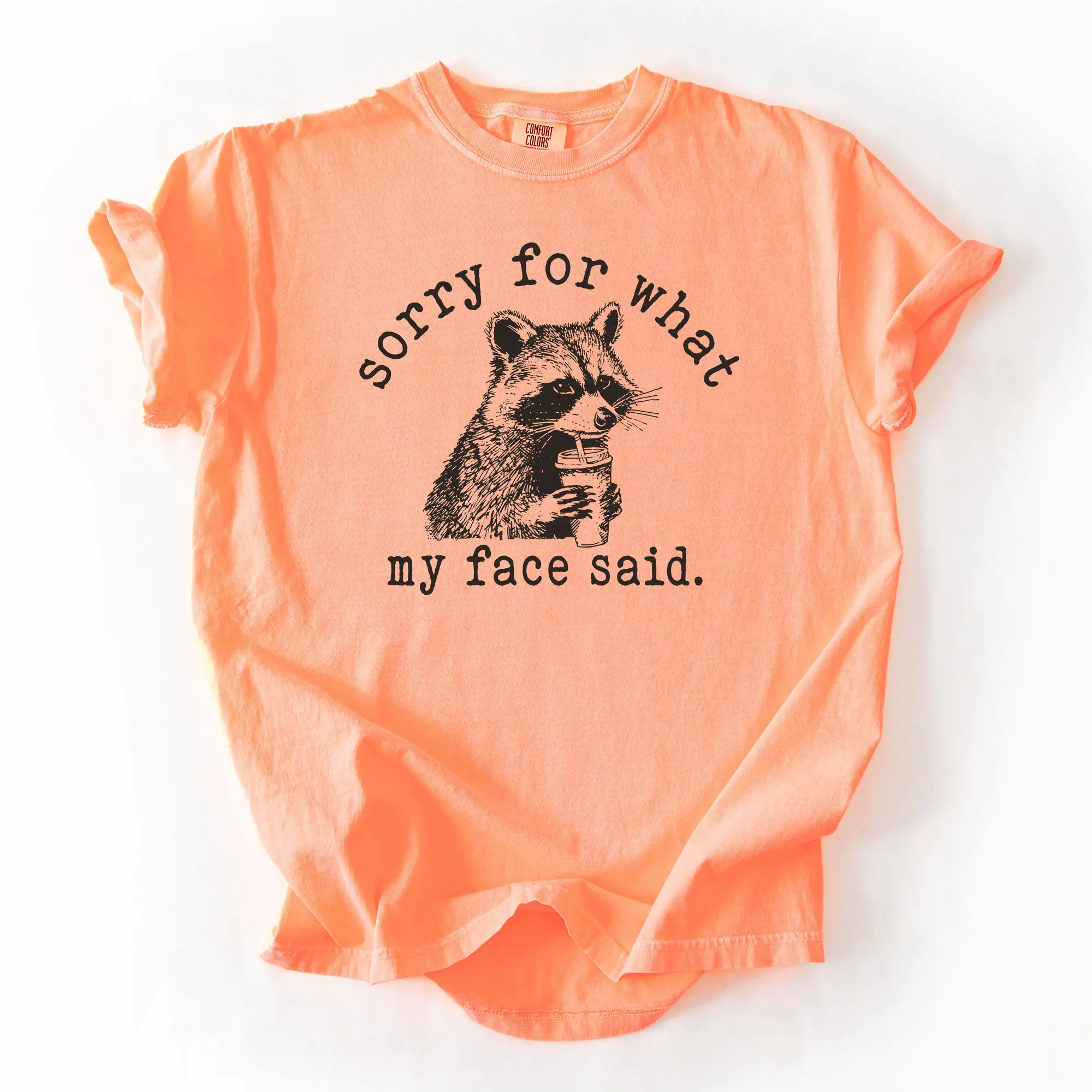 Sorry For What My Face Said Raccoon Comfort Colors Shirt, Unisex Fit, Smooth Printed Tshirt Comfortable Crewneck
