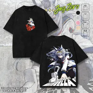 OGURI CAP UMA MUSUME OFFICIAL BLUE-RAY ART Graphic Tee Double-Sided Print Vintage Washed T-Shirt Hoodie Sweatshirt Tank Top Oversized Crewneck Heavyweight Cotton Manga Anime Merch Unisex