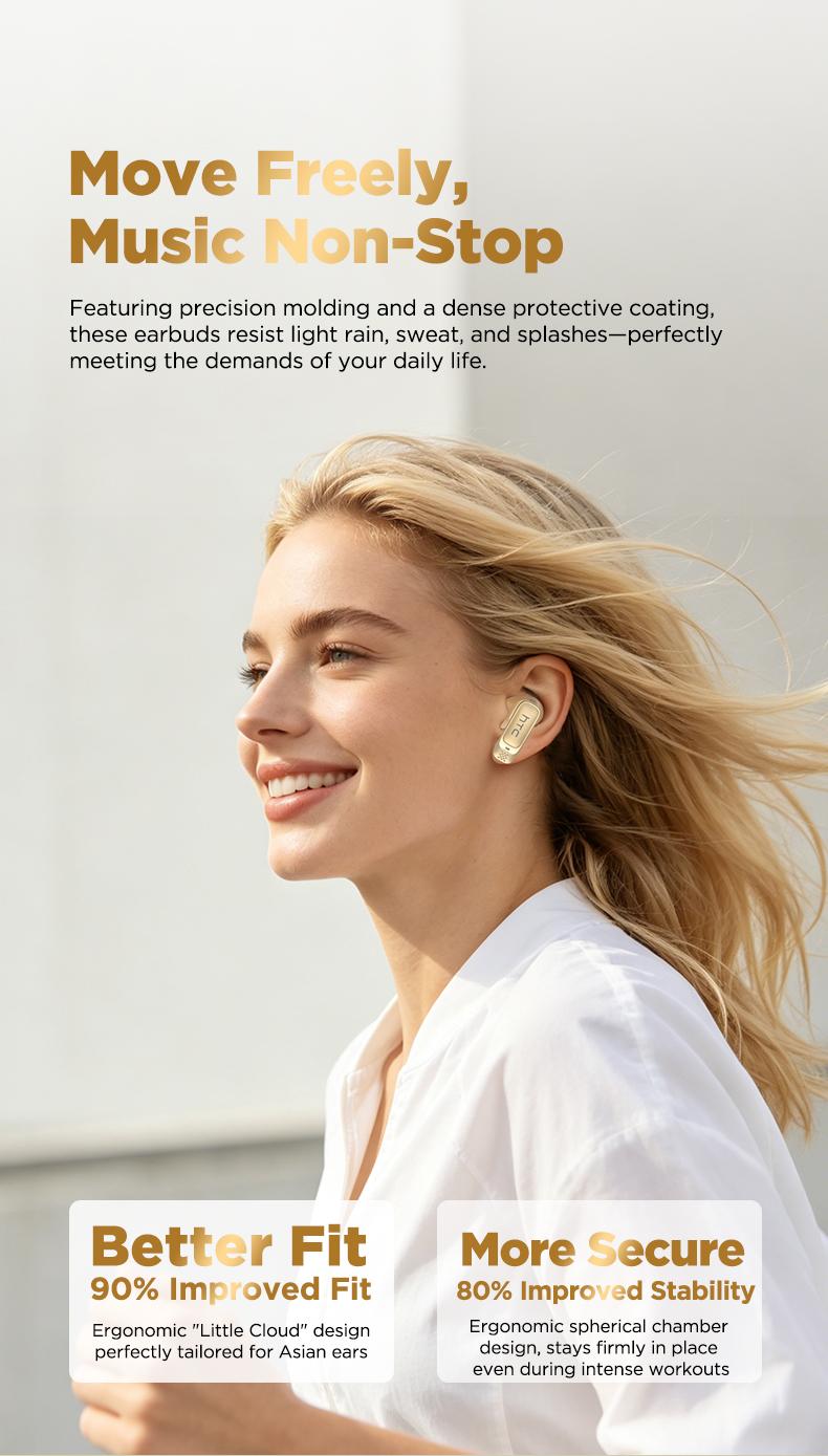 HTC NE72 Wireless Smart Screen Earbuds, Switch Bluetooth Name to Change Earbuds/Speaker Mode, Translation Earbuds, Two Touch Modes: Music Control & TikTok Scroll/Like