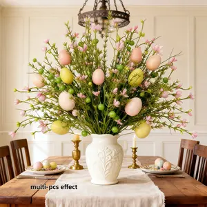 2 Artificial Flower Bouquets with Pastel Eggs, Pearls, and Metallic Accents, Stunning Spring Home Decor, Perfect Easter Gift, Seasonal Centerpiece for Holiday Table, Artificial Flower Arrangements