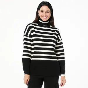 MarlaWynne WynneLayers SoftKNIT Striped Turtleneck Sweater