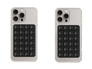 Silicone Suction Phone Case 2PCS Adhesive Mount - Hands-Free, Strong Grip Holder for Selfies & Videos - Durable(black)