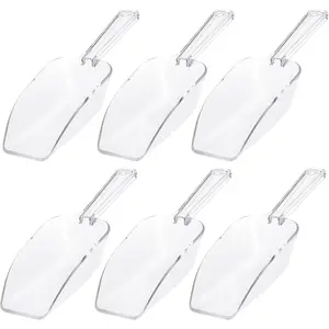 Ice Scoop Candy Buffet Containers Scoopers, Clear Plastic Scoop for Popcorn Cookie Candy Buckets, Acrylic Large Scoops for Parties Wedding Bar Jars Freezer Dry Goods (6 Pack 7.5 In)