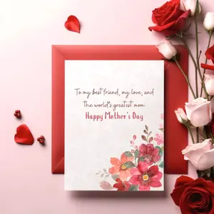 Romantic Mother's Day Greeting Card with Envelope, Mother's Day card Gift for Wife,  Mother's Day for Girlfriend, Mother's Day card from Husband Partner Boyfriend