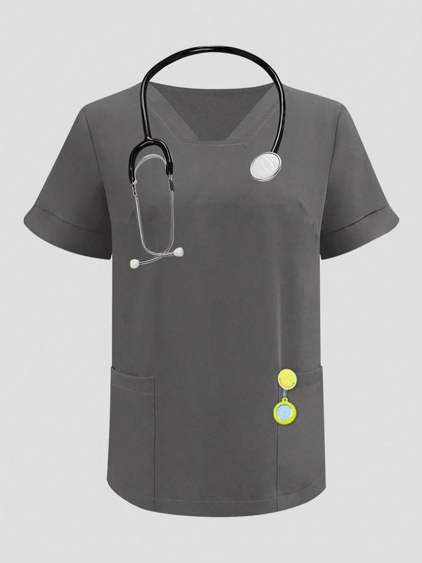 Cimmuovere Women's Solid Color Flare Leg Pants & Top Two-Piece Set, Casual Comfy Breathable Workwear & Uniforms for Women, Women's Uniforms for Summer, Business Attire Clothes