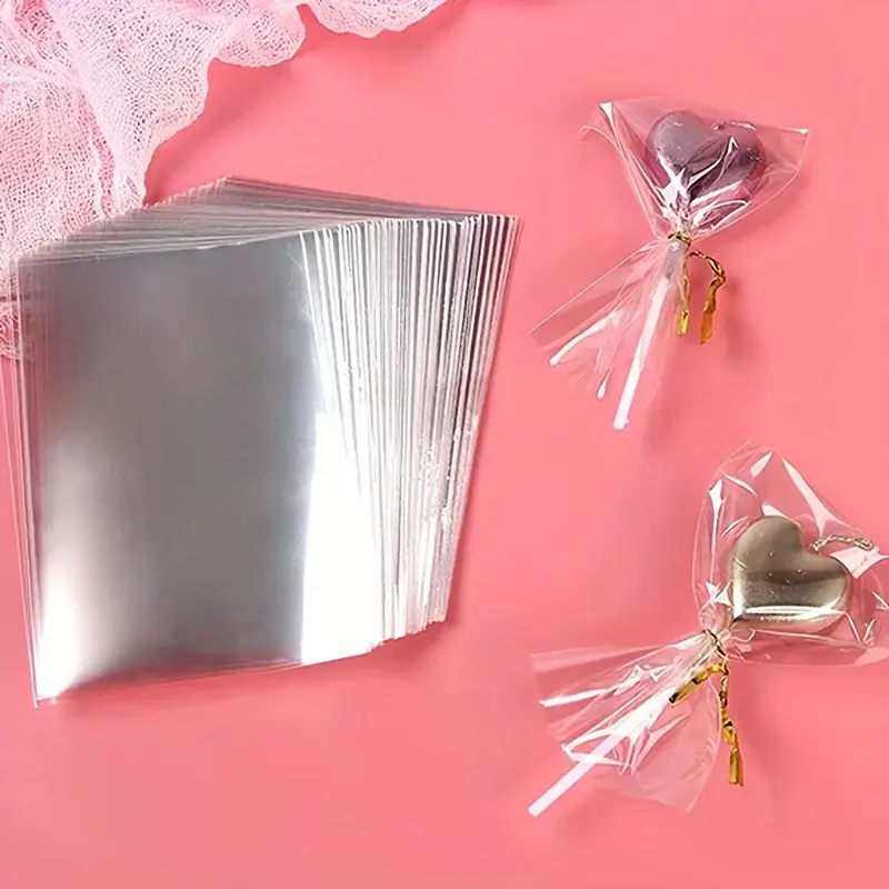 100pcs, Lollipop Bags, Cake Bags, Clear Cellophane Candy Bags, Candies, Chocolates and Biscuits, Kitchen Gadgets, Kitchen Stuff, Kitchen Accessories, Home Kitchen Items, Gift Wrapping Supplies