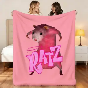 1pc Cozy Pink Hamster Blanket for Relaxing Bedrooms and Camping with Stylish "Ratz" Design
