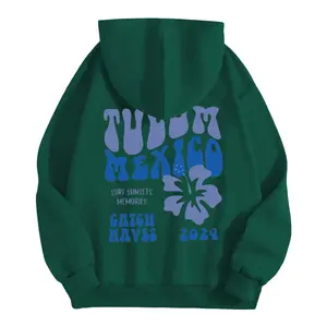 Floral Preppy Oversized Hoodie - Green XL
