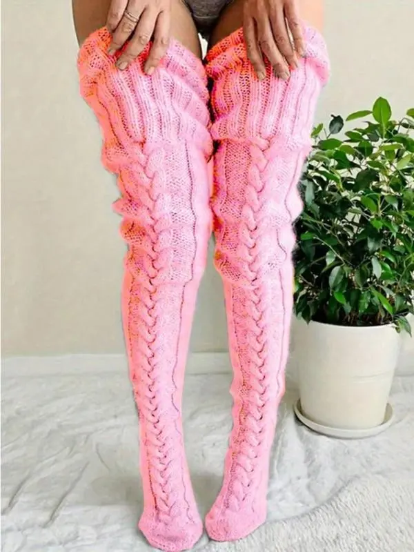 Women's Knitted Thigh-High Socks, Warm & Comfortable Knee High Stockings, Long Winter Socks for Women, Cozy Daily Wear Accessories, Thighhighs