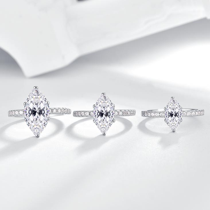 Kaelena Marquise Cut Engagement Ring D Color VVS Lab-Created Moissanite Jewelry S925 Silver, Valentine's Day Gift, Anniversary, Wedding Set