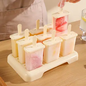 Food-grade PP ice cube molds, DIY ice pops with long handles, grinding tools for homemade ice cream, ice cube trays with anti-leakage design and lids