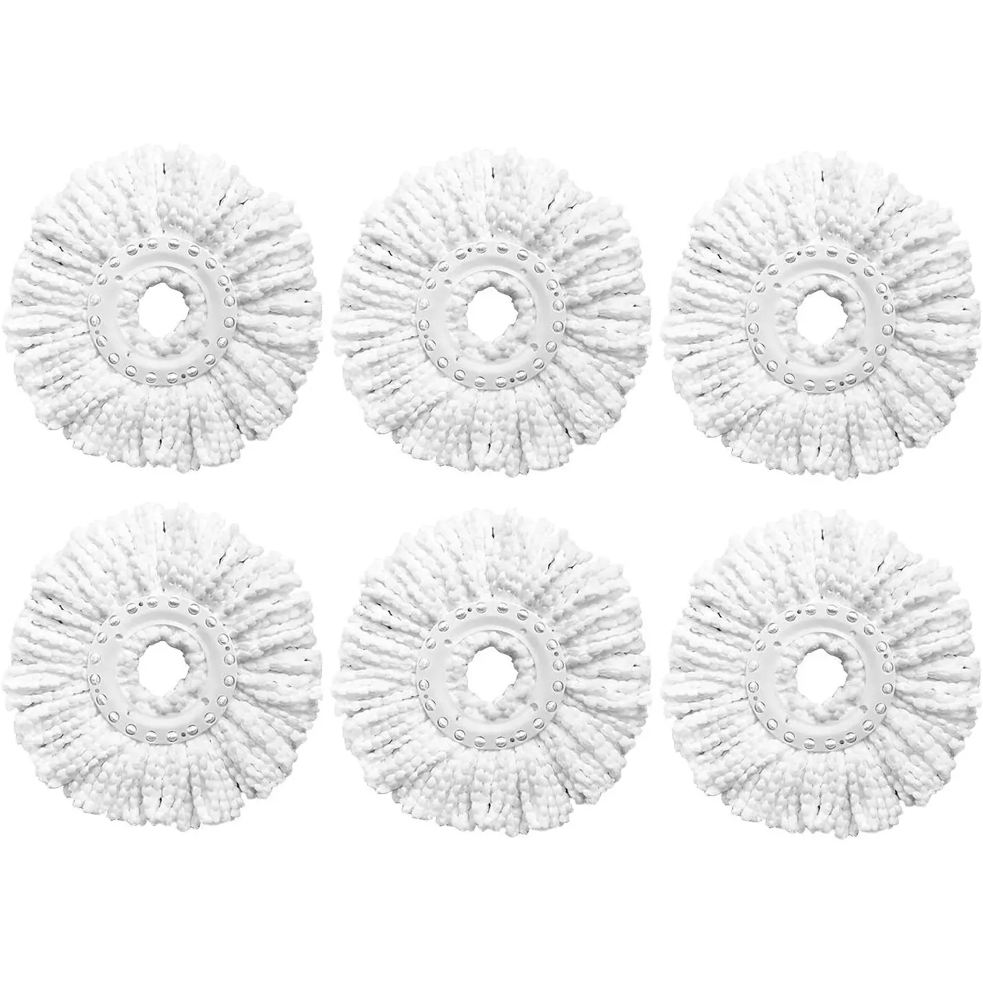 6 Pack Spin Mop Replacement Heads Compatible with Hurricane, Mopnado, Casabella and Other Standard Size Spin Mop, Easy to Clean and Durable Microfiber Spin Mop Refills, Mops  for Floor Cleaning