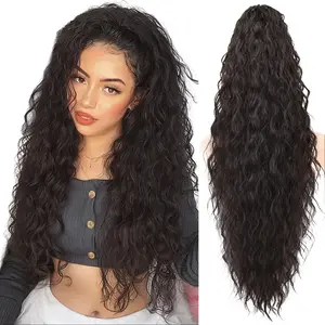 Ponytail Extensions 26 Inch Drawstring Clip-on Long Wavy Synthetic Curly Hairpieces for Women and Girls Lightweight Comfortable Versatile Easy Maintenance