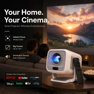 LynCast X3AR Smart LCD Projector for US Users, Native 1080P, 600 ANSI Lumens, 4K Support, Android 14, WiFi 6, Bluetooth 5.4, Auto Focus, Auto Keystone, 270° Rotatable, Portable Mini Audio Home Theater with Remote Control (White/Gray)