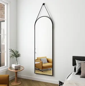 48x16.1 Full Length Mirror Arch Floor Mirror Wall Mirror, Black
