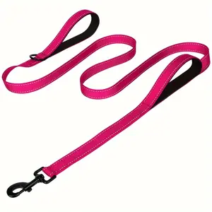 Double Handle Dog Leash for Large Dogs - Heavy Duty Reflective Traffic Lead (2 Handles for Training & Safety Control)